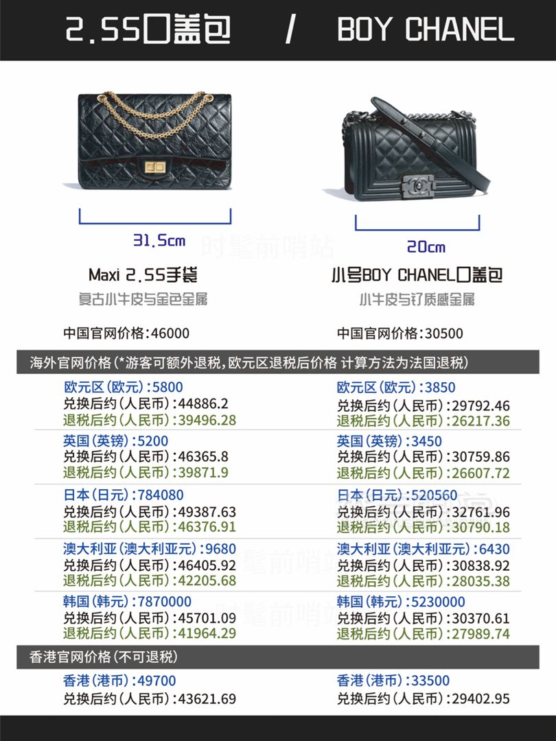 香奈兒 Chanel 經(jīng)典款包包全球比價(jià)（2019年5月最新） (6)