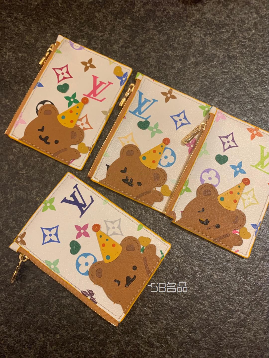 lv 白三彩 小熊 卡包 零錢包 拆包改款,lv的帆布加皮包價格圖片_1