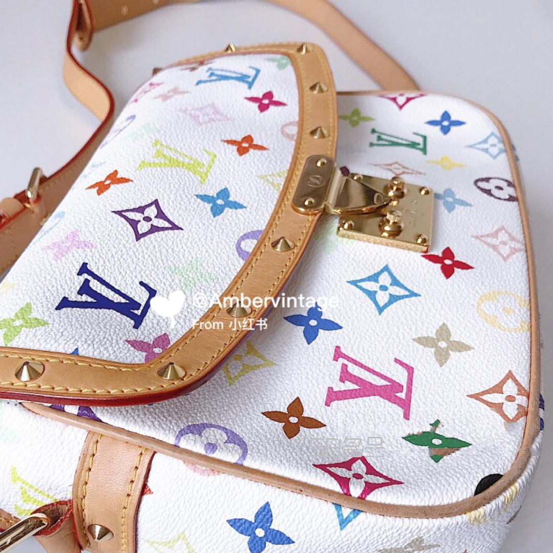 中古包LV 白三彩郵差包 太經(jīng)典了,lv的speedy用了會塌嗎_3
