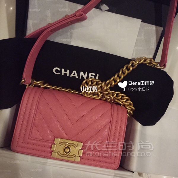 香奈兒Chanel leboy粉色小號~給自己買的第一個(gè)香奈兒包包~_5