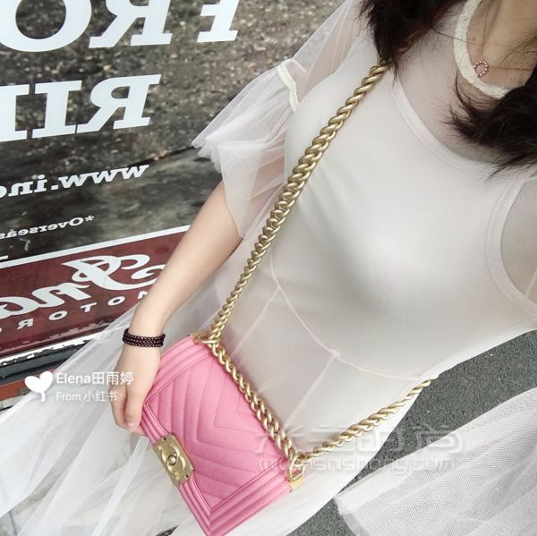 香奈兒Chanel leboy粉色小號~給自己買的第一個(gè)香奈兒包包~_2