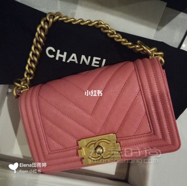 香奈兒Chanel leboy粉色小號~給自己買的第一個(gè)香奈兒包包~_4