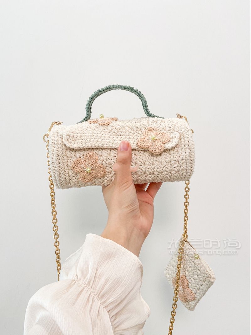少女心炸裂的手工編織水桶包_2